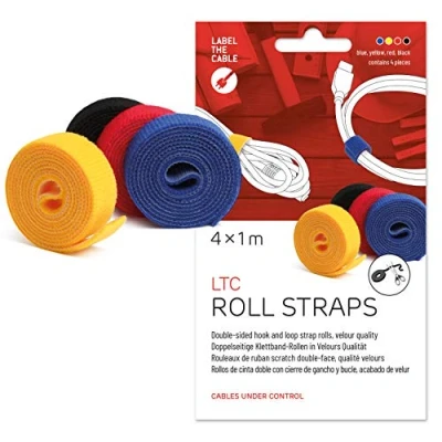 Imagen de LABEL THE CABLE Rollo de Cinta Sujeta Cables Autoadherente Organizador Banda Recoge Largo Personalizable LTC ROLL STRAPS 4 x 1 m 16 mm Colores Variados 1230
