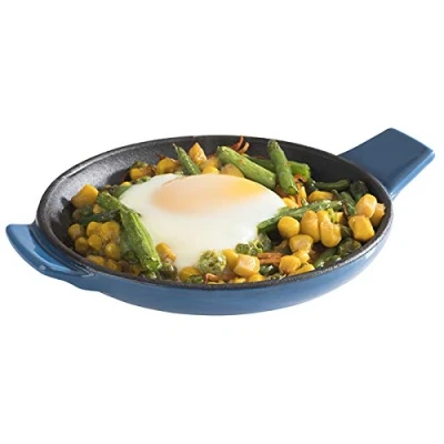 Imagen de APS sartén para servir &quot;Hierro fundido&quot; Mini de hierro fundido esmaltada, Ø 13 cm, altura: 2 apilable, apta horno, recipiente, azul