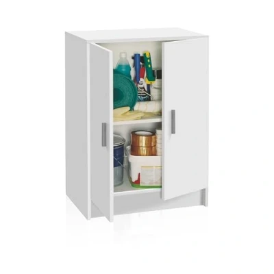 Imagen de duehome Armario Multiusos Bajo, 2 Puertas, Modelo Multi Useful, Acabado en Color Blanco Mate, Medidas: 59 cm (Ancho) x 80 (Alto) 37 (Fondo)