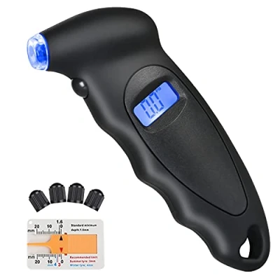 Imagen de URAQT Manómetro Digital Neumáticos, Medidor de Presión Electrónico, con Pantalla LCD Retroiluminada para Auto,Motocicleta, Bicicleta