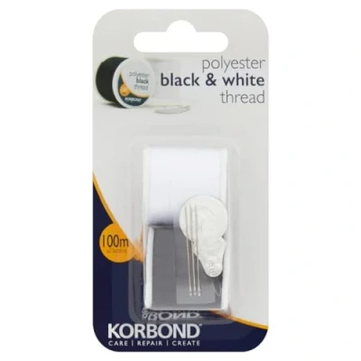 Imagen de Korbond Hilo de poliéster (100 m), color blanco y negro