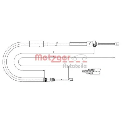Imagen de METZGER 11.6663 Cable de Freno Mano Atrás derecha 1375/1262 Discos COFLE