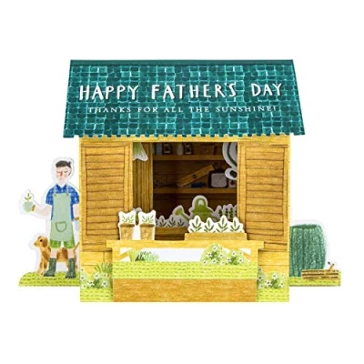 Imagen de Hallmark Tarjeta 3D para el día del padre, diseño de cobertizo jardín desplegable