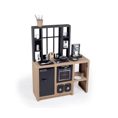 Imagen de Smoby Cocina Infantil Loft, Diseño Industrial, Amplias Funciones de Juego, Área Cocina, Fregadero, Horno, Nevera, Máquina Café, 32 Accesorios, Juguete Niños Niñas A Partir 3 años (7600312600)
