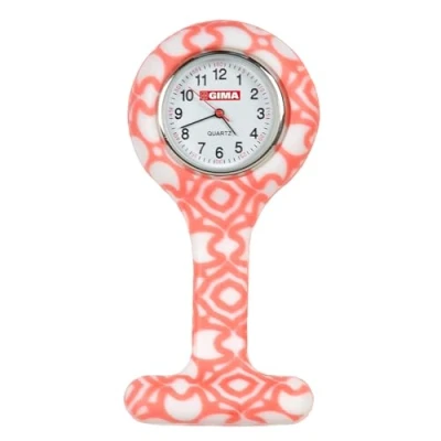 Imagen de Gima Reloj de Enfermería Silicona, Esfera Redonda, Estampado Blanco y Rojo