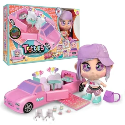 Imagen de Trotties Emma &amp; Limo, Nueva York y su limusina móvil desplegable, muñecas viajeras de la Serie dibus Animados, con Accesorios, para Regalar a niños Desde 3 años, Famosa