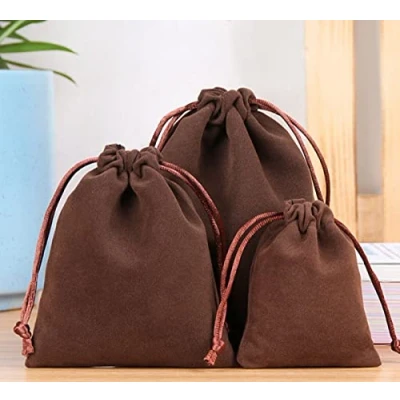 Imagen de NC 10 bolsas de regalo grandes terciopelo con cuerda para joyas, cordón regalo, 20 x 25 cm