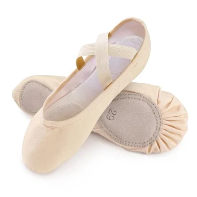 Imagen de boruizhen Zapatillas de Ballet Niña Suela Partida Cuero Mujer Lona Punteras Gimnasia Ritmica Beige 41 EU