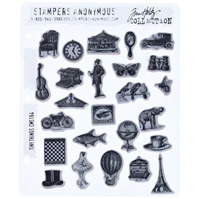 Imagen de Tim Holtz Large Cling Rubber Stamp Set Tiny Things