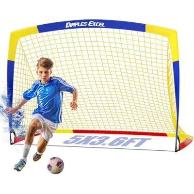 Imagen de Dimples Excel Portería De Fútbol Red para Jardín Al Aire Libre Entrenamiento Amantes del (5&#039;x3.6&#039; Azul Amarillo)
