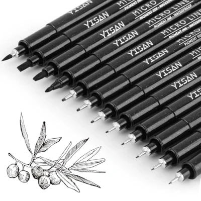 Imagen de YISAN Plumas De Línea Fina,Rotuladores Punta Fina Bolígrafos,Fineliner Pigment Liner,Profesionales Pen For Dibujo Técnico, Artista,902195