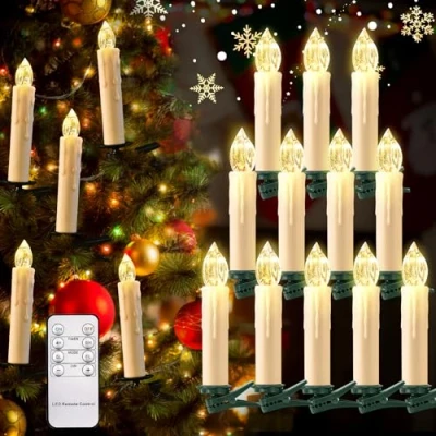 Imagen de cimetech 12 Velas LED de Árbol Navidad, Navidad con Control Remoto, Pilas Efecto Llama para Decoración Bodas