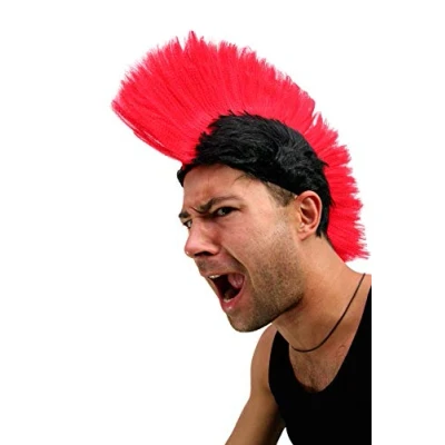Imagen de VK Event Fashion Peluca para carnaval punk, espartano, color rojo/negro