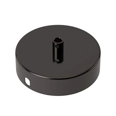 Imagen de Calex 940024 Floron negro brillo con un agujero central para cable. 100x100x25mm. Include kit de montaje techo.
