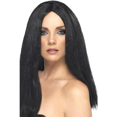 Imagen de Smiffys Peluca estilo estrella, negra, 44cm / 17in larga, recta