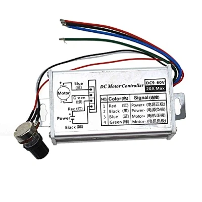 Imagen de 9 60V DC 20A de alta potencia PWM Motor Regulador velocidad variable Stepless con interruptor botón y carcasa metal