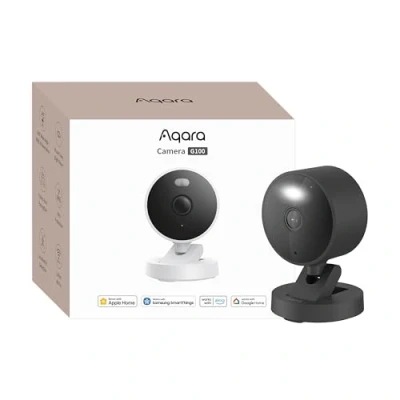 Imagen de Aqara Camara Vigilancia WiFi Interior/Exterior G100, 2K, HomeKit Secure Video,Visión Nocturna a Color con Foco, Detección IA, Wi Fi 6, Audio Bidireccional, Compatible Alexa, Google, Negro