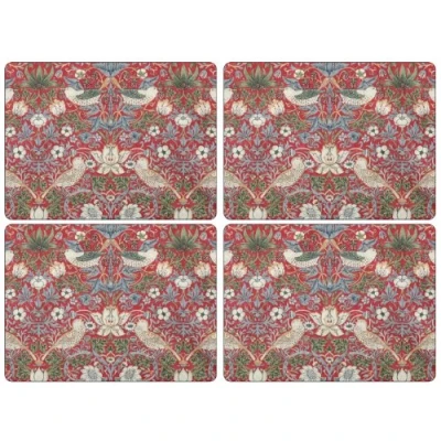 Imagen de Pimpernel Strawberry Thief Rojo manteles Individuales, Madera, Multicolor, pequeña, Juego de 4