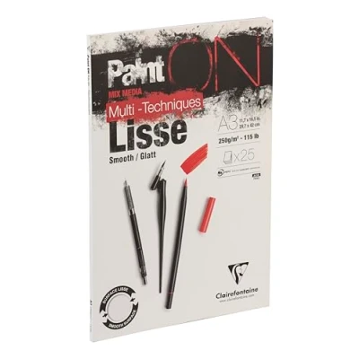 Imagen de Clairefontaine 975730C PaintON Bloque de pegamento multiusos (25 hojas, papel multitécnico, superficie lisa, 29,7 x 42 cm, 250 g), color blanco