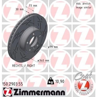 Imagen de ZIMMERMANN 150.2903.55 Disco de freno 340 30 6/5 5 120 ventilación interna, ranurado revestido altamente carbonizado BMW: 3 Berlina, 4 Coupé