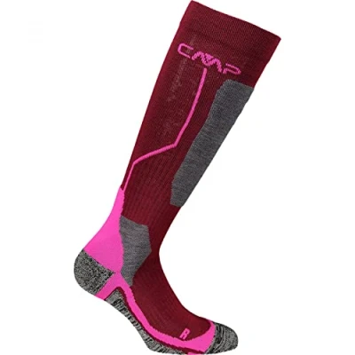 Imagen de CMP Calcetines de esquí unisex lana, Burdeos Rosa Fluo, 36/38