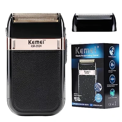 Imagen de KEMEI afeitadora de láminas para hombres, a prueba agua, afeitadoras eléctricas recargables sin cable, maquinilla afeitar lavable Regalos el Día del Padre