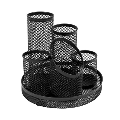 Imagen de Osco DT5 BLK Portalápices con 5 tubos de malla metálica, color negro