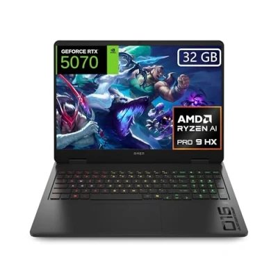 Imagen de HP OMEN 16 ap0019ns Ordenador portátil Gaming 16&quot; 2.5K (AMD Ryzen AI 9 365, 32GB RAM, 1TB SSD, NVIDIA RTX 5070, FreeDos) Negro Teclado QWERTY Español