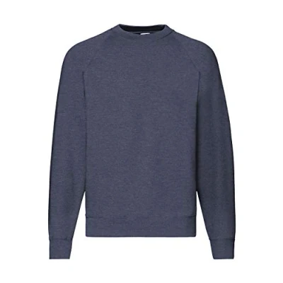 Imagen de Fruit Of The Loom Sudadera de raglán con cuello redondo y manga larga para hombre azul oscuro Small