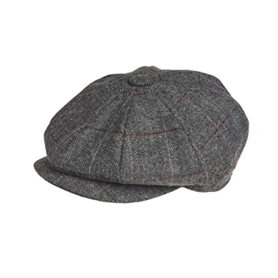 Imagen de Peaky Blinders Gorra Plana Estilo Newsboy de 8 piezass Gris Revisión Color M (57 cm)