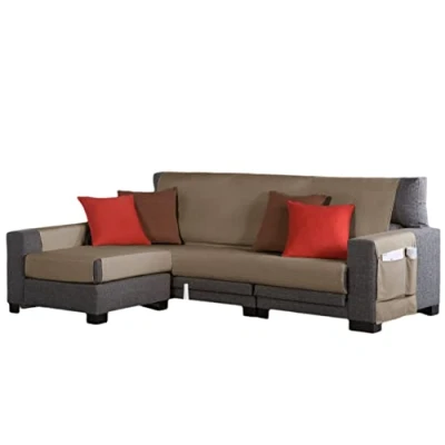 Imagen de Estoralis Beret Funda Chaise Longue Moderna Tejido Resistente Beige Chaisse 210 cm Brazo Izquierdo Tamaño de Tela x 255 (Ancho por Alto) Protector Todo Tipo Sofás