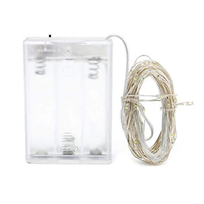 Imagen de LEDLUX Guirnalda luminosa LED a pilas con cable de cobre, IP67, 4,5 V, luces decorativas para Navidad y fiestas (multicolor RGB, 50 5 metros)