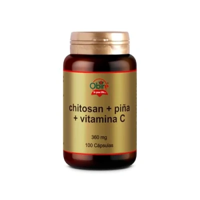 Imagen de Obire Chitosán + Piña Vitamina C 360 mg Favorece la Regulación Intestinal Complemento Alimenticio a Base de Plantas Naturales y 100 Cápsulas