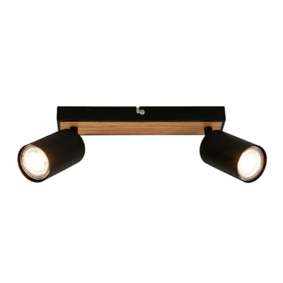 Imagen de BRILONER lámpara de techo, orientable, casquillo GU10, máx. 9 W, luz lámpara, salón, dormitorio, cocina, iluminación 25,5 cm, madera negra