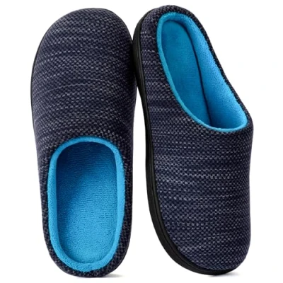 Imagen de RockDove Pantufla de punto Birdseye con espuma viscoelástica para mujer, 36/37 EU, Gris Oscuro Y Azul