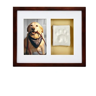 Imagen de Pearhead Marco de Pared con Huellas Perro o Gato Kit impresión Arcilla, Recuerdo sentimiento Mascotas, Fotos conmemorativo para Espresso
