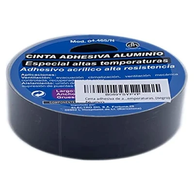 Imagen de PRENDELUZ Cinta adhesiva de 10metros. aluminio color negro. Acrílico alta resistencia especial para altas temperaturas.