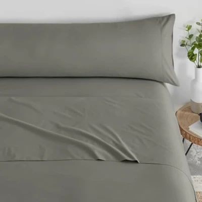 Imagen de Donegal Collections Juego de Sabanas Completo Ropa Cama 180 x 190 y 180x200 Tacto Extrasuave Disponible Color Verde Grisáceo Fabricado en España.