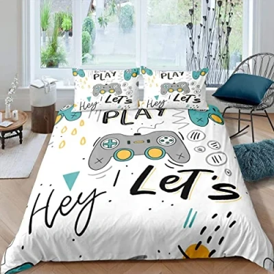 Imagen de Funda Nordica Cama 135/150 Gamer Juego de Edredon 220x240 cm con 2 Fundas Almohada 50x75 cm, Ropa 100% Microfibra, Suave y Transpirable