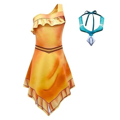 Imagen de Lito Angels Disfraz Vestido de Princesa Pocahontas con Collar Ropa Carnaval Fiesta para Niñas Talla 5 6 años (Número etiqueta 120)