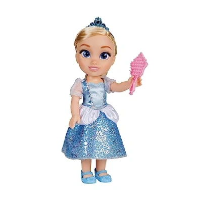 Imagen de Princesas Disney Mi Amiga Cenicienta Grande para niñas Muñeca de 38 cm Altura Que Incluye Vestido, Zapatos y Tiara Extraíbles con Preciosos Detalles 3 años +