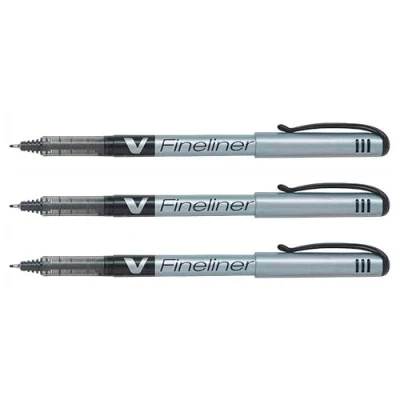 Imagen de PILOT V Fineliner SW VPP Lote de 3 rotuladores (punta fina), color negro