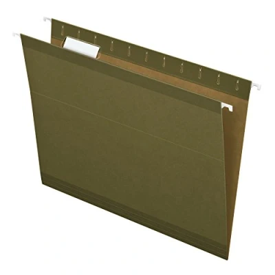 Imagen de Pendaflex Carpetas colgantes reforzadas, tamaño carta, verde estándar, corte 1/5, incluye pestañas e insertos, caja de 25 unidades (41521AMZ)