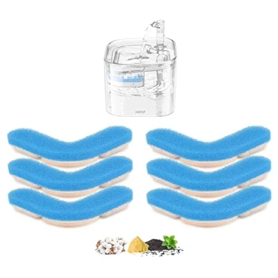 Imagen de HAPUP Filtro Nueva de Fuente para Gatos Filtros Repuesto 6 PCS con Cuádruple Acción Bebedero Automatico Agua Silenciosa Cuadrada 2,2L