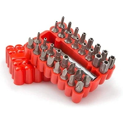 Imagen de CENPEK juego de 33 brocas seguridad con soporte magnético extensión Incluye hexagonal métrico resistente a manipulaciones y llaves estrella