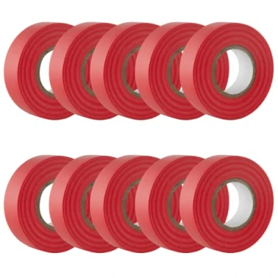 Imagen de GTSE Cinta aislante rojo de 19 mm x 20 m para instalaciones eléctricas Autoadhesiva y resistente proteger, agrupar reparar cables 10 Rollos