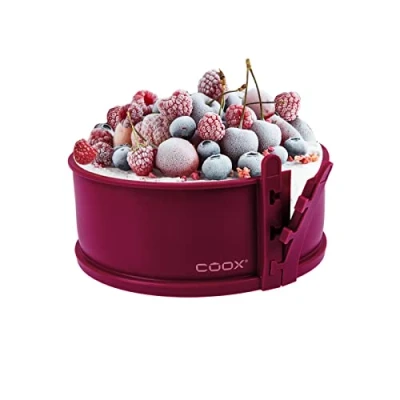 Imagen de coox Molde desmontable con base de porcelana 18 cm en color rojo oscuro, hornear y servir directamente la placa porcelana, no requiere reposicionamiento