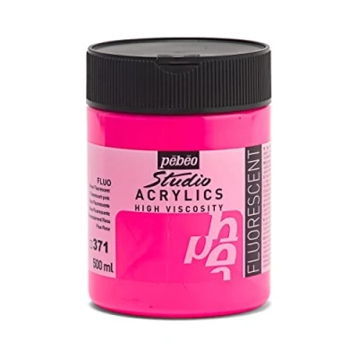 Imagen de Pébéo Acrílico Fine Studio Pintura Acrílica, 500 ml, Rosa (Rosa Neón)