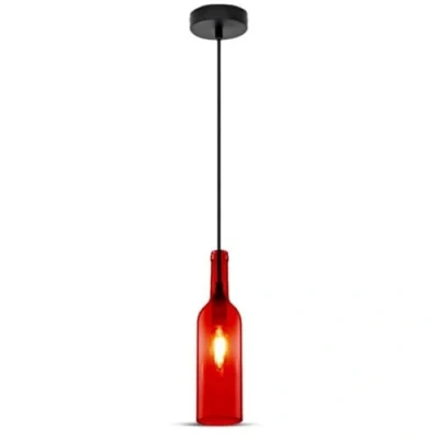 Imagen de V TAC SKU.3769 Suspensión de botella con bombilla VT 7558, plástico, y otros materiales, E14, color rojo, altura x anchura profundidad: 72 280 1050 mm.