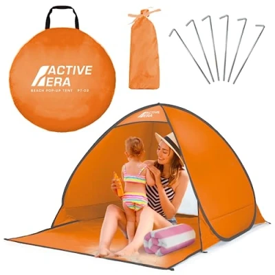 Imagen de Active Era Tienda de Playa Carpa Plegable 2 Personas FPS 50+ Protección Solar UV Incluye Bolsa Viaje &amp; Piquetas para Bebe